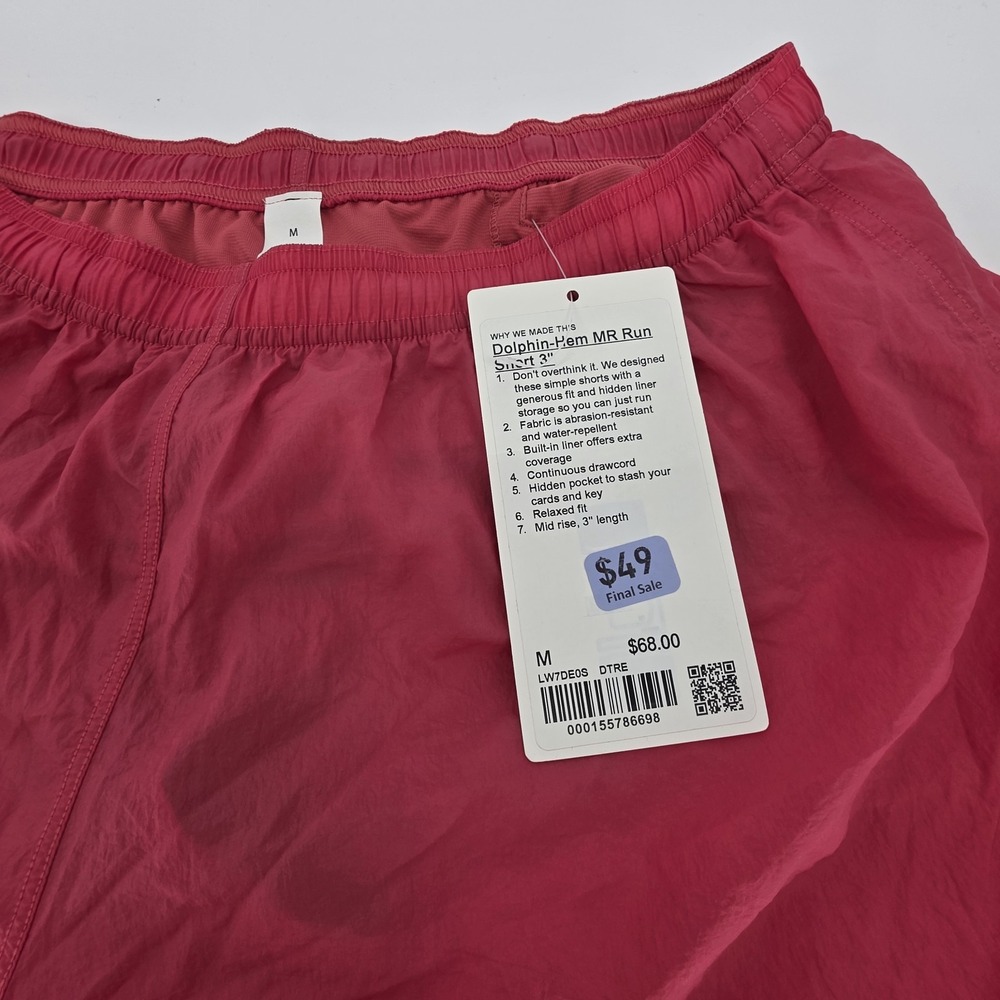 Lululemon Dolphin-Hem Women's Medium Run Short 3" Desert Red NWT Gym